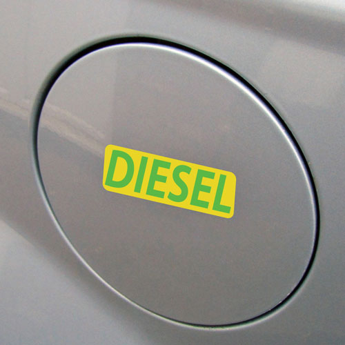 3x Diesel Fuel Only Layered Vinyl Stickers / Decals Yellow & Green Color