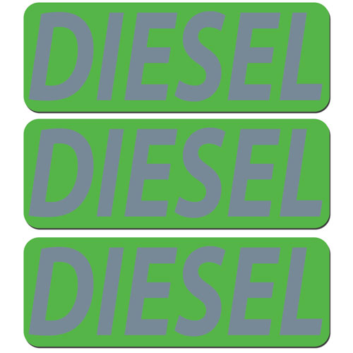 3x Diesel Fuel Only Layered Vinyl Stickers / Decals Green & Grey Color