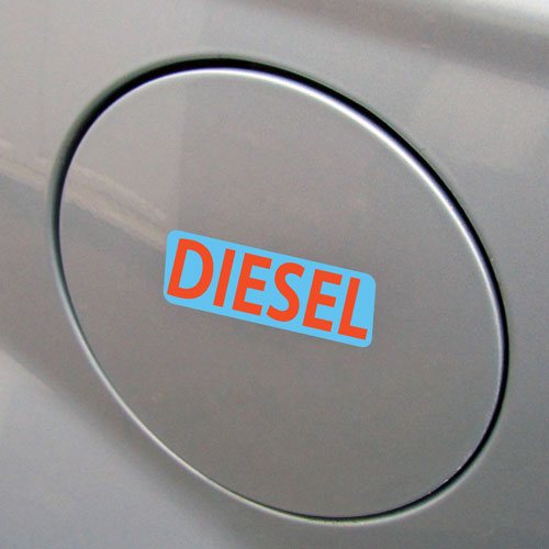 3x Diesel Fuel Only Layered Vinyl Stickers / Decals Blue & Orange Color