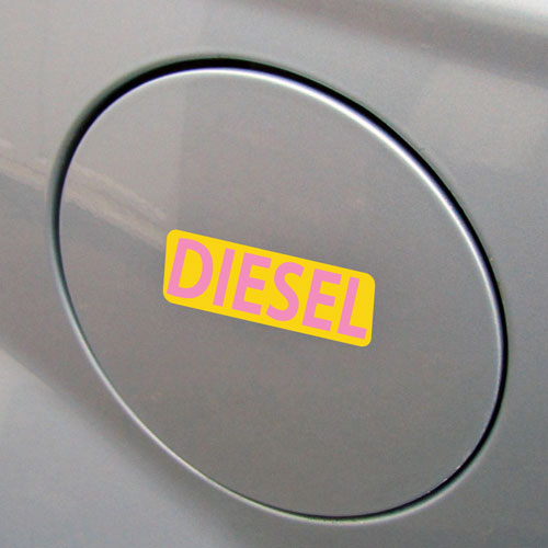 3x Diesel Fuel Only Layered Vinyl Stickers / Decals Yellow & Pink Color