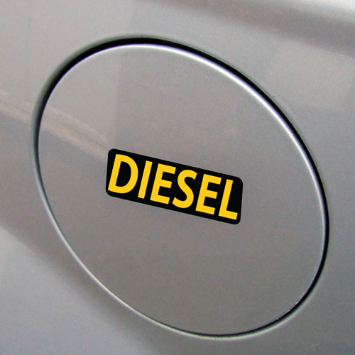3x Diesel Fuel Only Layered Vinyl Stickers / Decals Black & Yellow Color