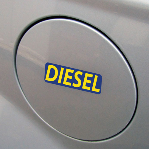 3x Diesel Fuel Only Layered Vinyl Stickers / Decals Dark Blue & Yellow Color
