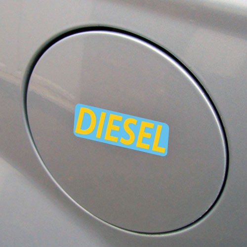 3x Diesel Fuel Only Layered Vinyl Stickers / Decals Light Blue & Yellow Color