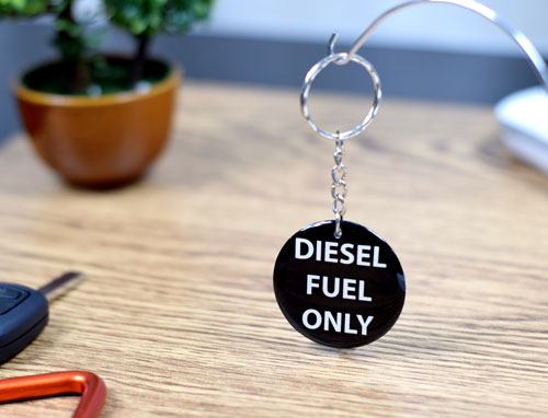 Diesel Fuel Only Reminder Keychain Round Key Chain Keyring Key Ring Double Sided