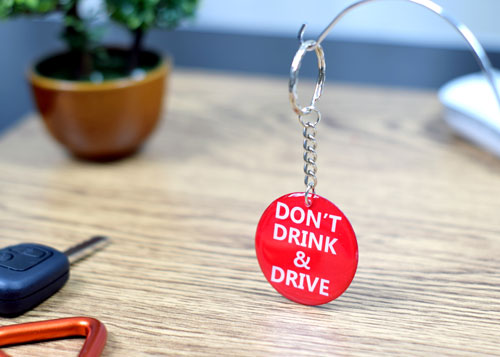 Don’t Drink & Drive Red Pendant Keychain Key Chain Keyring Key Ring Double Sided
