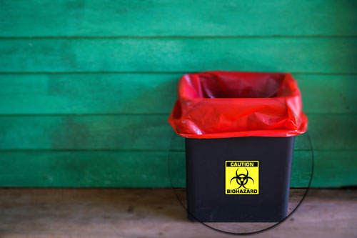 Caution Biohazard Sign Symbol Layered Vinyl Sticker / Decal Yellow & Black Color