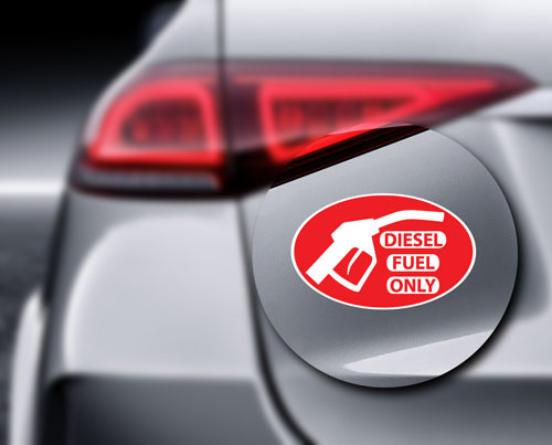 Diesel Fuel Only Layered Vinyl Sticker / Decal Red & White Color Oval Shape