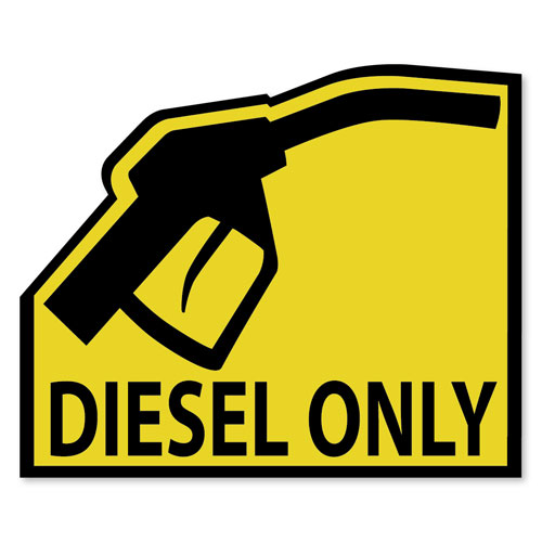 Diesel Only Warning Sign Layered Vinyl Sticker / Decal Yellow & Black Color