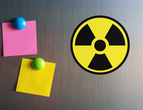 Radiation Symbol Radioactive Caution Sign Layered Vinyl Sticker / Decal Round Shape Yellow & Black Color