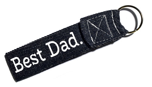 Best Dad Fabric Wristlet Keychain Cloth Key Fob Family KeyFob Key Ring Blue
