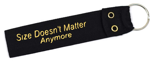 Size Doesn’t Matter Anymore Funny Fabric Wristlet Keychain Cloth Key Fob KeyFob