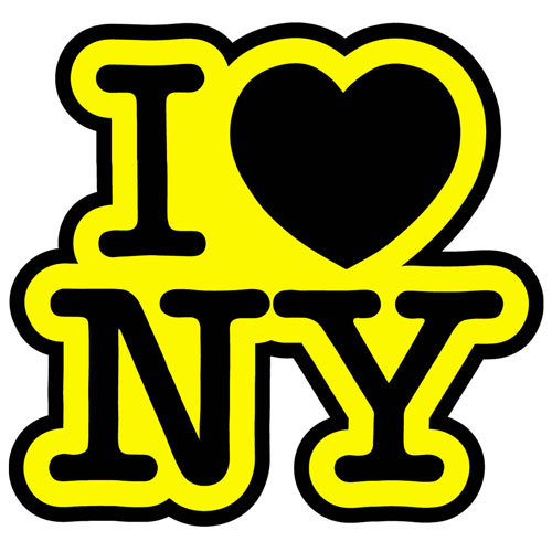 I Love NY Heart New York Layered Vinyl Sticker / Decal Yellow & Black Color