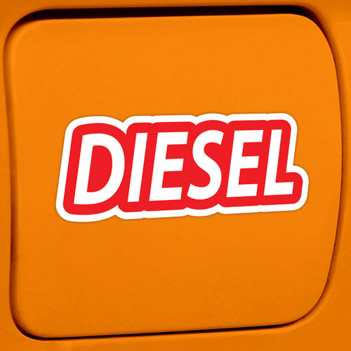 2x Diesel Fuel Only Layered Vinyl Stickers / Decals Red & White Color