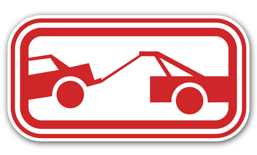 Tow Away Zone No Parking Here Sign Layered Vinyl Sticker / Decal Red & White Color