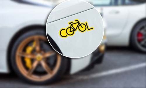 Cool Bicycle Cycling Layered Vinyl Sticker / Decal Yellow & Black Color