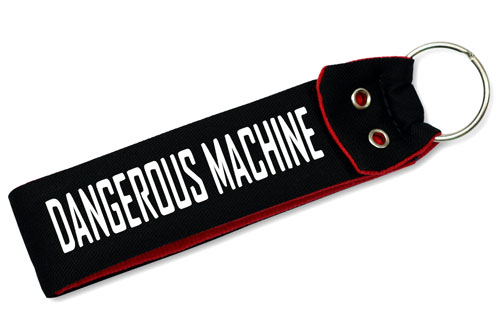Dangerous Machine Fabric Wristlet Keychain Cloth Key Fob KeyFob Black & Red & White