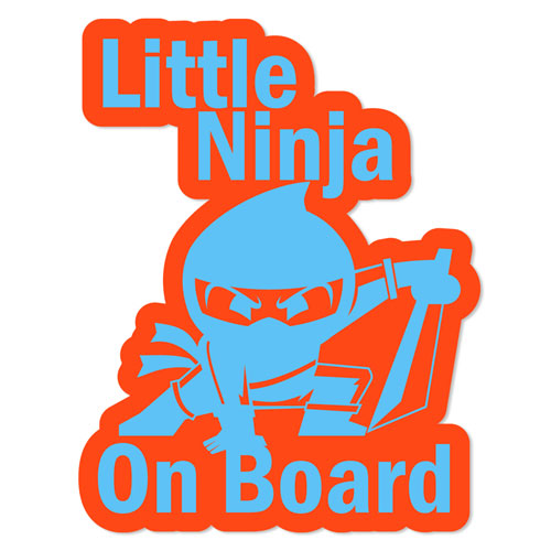 Little Ninja On Board Layered Vinyl Sticker / Decal Orange & Blue Color