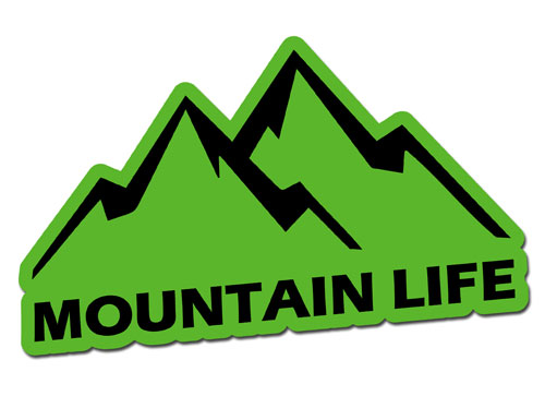 Mountain Life Adventure Layered Vinyl Sticker / Decal Green & Black Color