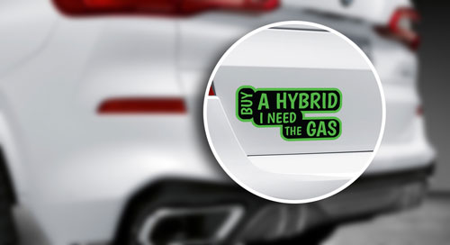 Buy A Hybrid I Need The Gas Funny Layered Vinyl Sticker / Decal Green & Black Color