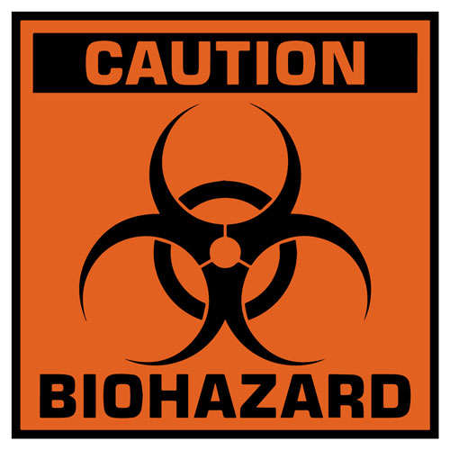Caution Biohazard Sign Symbol Layered Vinyl Sticker / Decal Black & Orange Color