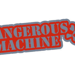 Dangerous Machine Crossbones Skull Layered Vinyl Sticker / Decal Red & Grey Color