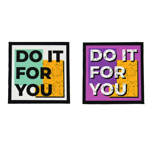 (2x) Do It For You Quote Flock Printed Fabric Loop And Hook Patches Square Shape