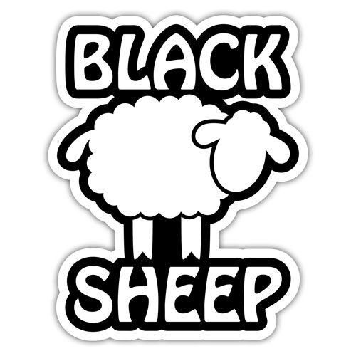 Black Sheep Layered Vinyl Sticker Never Fade Funny Decal White & Black